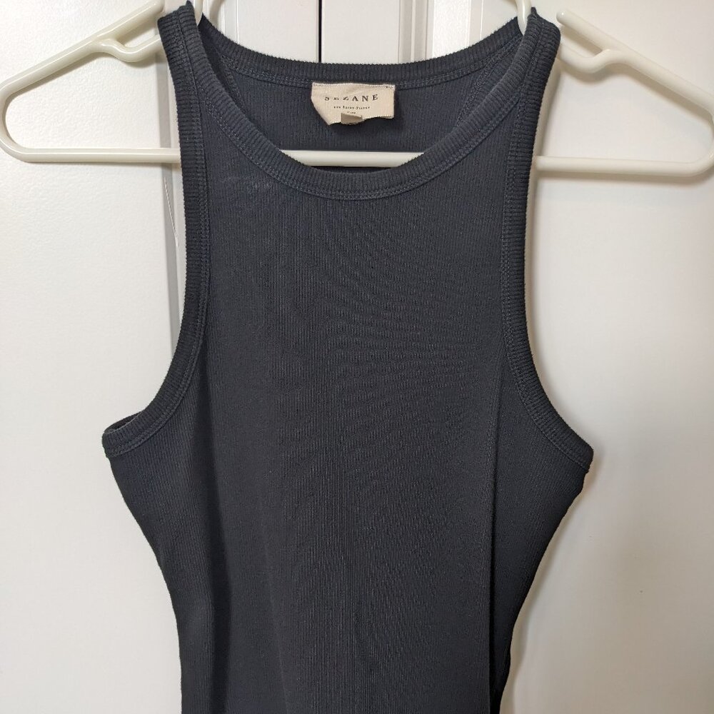 Sezane Marcelo Tank - Black Ribbed Sz M